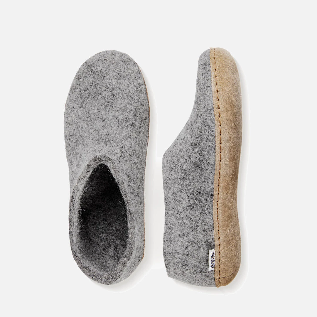 Glerups Adult's Felted Wool Slipper Shoe - Grey Adults 5 Glerups Adult's Felted Wool Slipper Shoe - Grey Adults