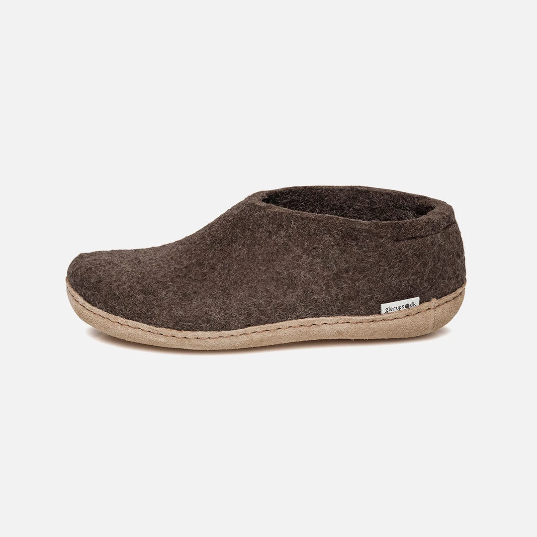 Glerups Adult's Felted Wool Slipper Shoe - Brown 6 Glerups Adult's Felted Wool Slipper Shoe - Brown
