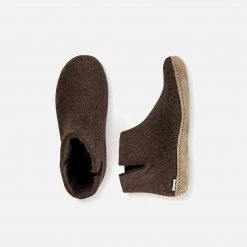 Glerups Adult's Felted Wool Slipper Boot - Brown