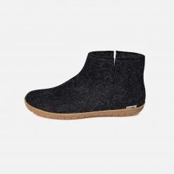Glerups Adult's Felted Wool Slipper Boot With Rubber Sole - Charcoal