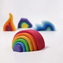 Grimms 6 Piece Wooden Rainbow - Colourful Toys