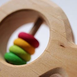 Grimms Wooden Rainbow Rattle Fish