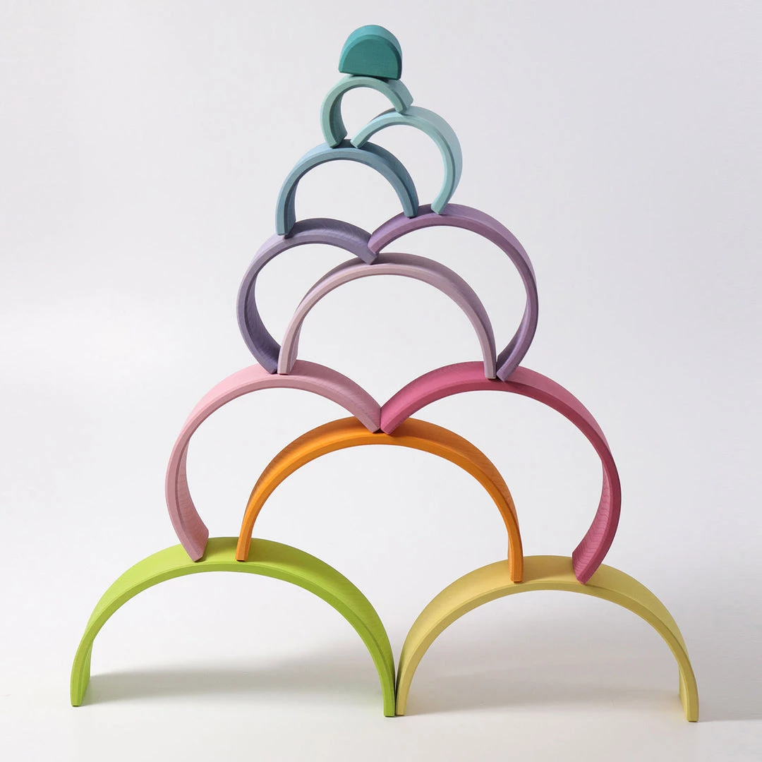Grimms 12 Piece Wooden Rainbow - Pastel 5 Grimms 12 Piece Wooden Rainbow - Pastel