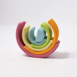 Grimms 6 Piece Wooden Rainbow - Pastel Toys 12 Grimms 6 Piece Wooden Rainbow - Pastel Toys