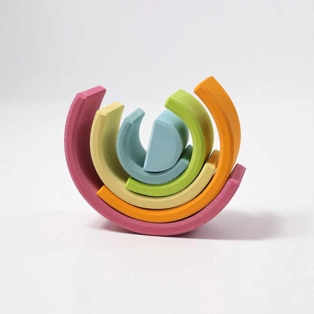 Grimms 6 Piece Wooden Rainbow - Pastel Toys 6 Grimms 6 Piece Wooden Rainbow - Pastel Toys