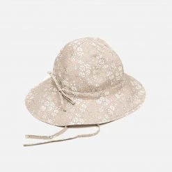 Huttelihut Cotton Yvonne Summer Hat - Liberty Print Camel Cotton & Linen