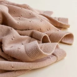 Hvid Baby Sleep & Blankets Merino Wool Bibi Pointelle Blanket/Swaddle - Apricot