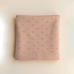 Hvid Baby Sleep & Blankets Merino Wool Bibi Pointelle Blanket/Swaddle - Apricot