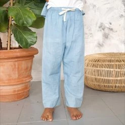 Kamso Cotton Remi Trousers - Light Indigo Cotton & Linen