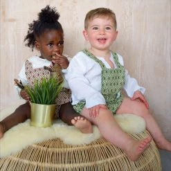 Kamso Baby Wax Cotton Anwuli Romper - Forest Fawn Cotton & Linen