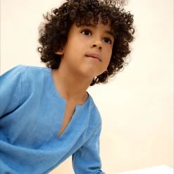 Kamso Cotton & Linen Cotton Mali Shirt - Light Indigo