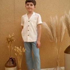 Kamso Cotton Remi Trousers - Light Indigo Cotton & Linen