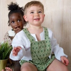 Kamso Baby Wax Cotton Anwuli Romper - Forest Fawn Cotton & Linen