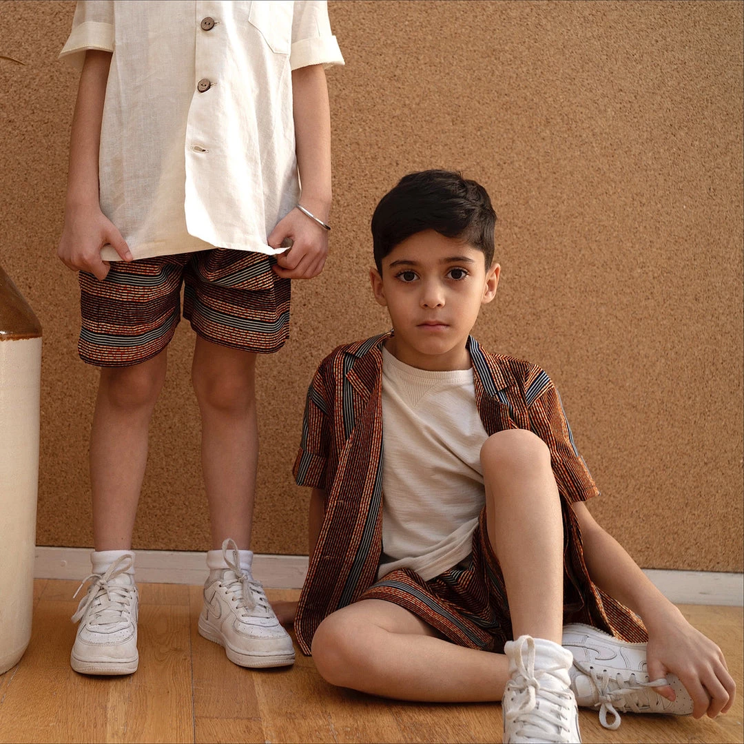 Kamso Wax Cotton Temi Shirt - Golden Stripe Cotton & Linen 6 Kamso Wax Cotton Temi Shirt - Golden Stripe Cotton & Linen