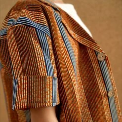 Kamso Wax Cotton Temi Shirt - Golden Stripe Cotton & Linen 10 Kamso Wax Cotton Temi Shirt - Golden Stripe Cotton & Linen