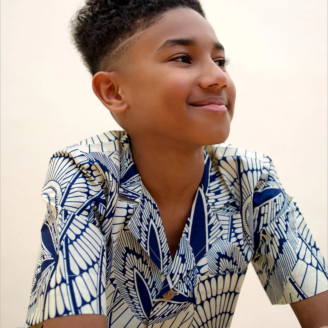 Kamso Wax Cotton Temi Shirt - Navy Leaf 6 Kamso Wax Cotton Temi Shirt - Navy Leaf