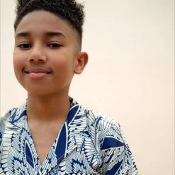 Kamso Wax Cotton Temi Shirt - Navy Leaf 15 Kamso Wax Cotton Temi Shirt - Navy Leaf