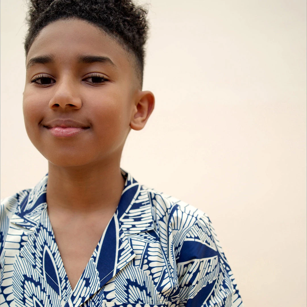 Kamso Wax Cotton Temi Shirt - Navy Leaf 9 Kamso Wax Cotton Temi Shirt - Navy Leaf