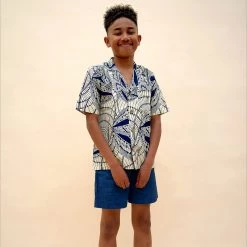 Kamso Wax Cotton Temi Shirt - Navy Leaf 11 Kamso Wax Cotton Temi Shirt - Navy Leaf