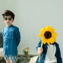 Kamso Cotton Malam Shirt - Mid Indigo