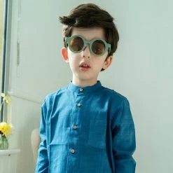 Kamso Cotton Malam Shirt - Mid Indigo