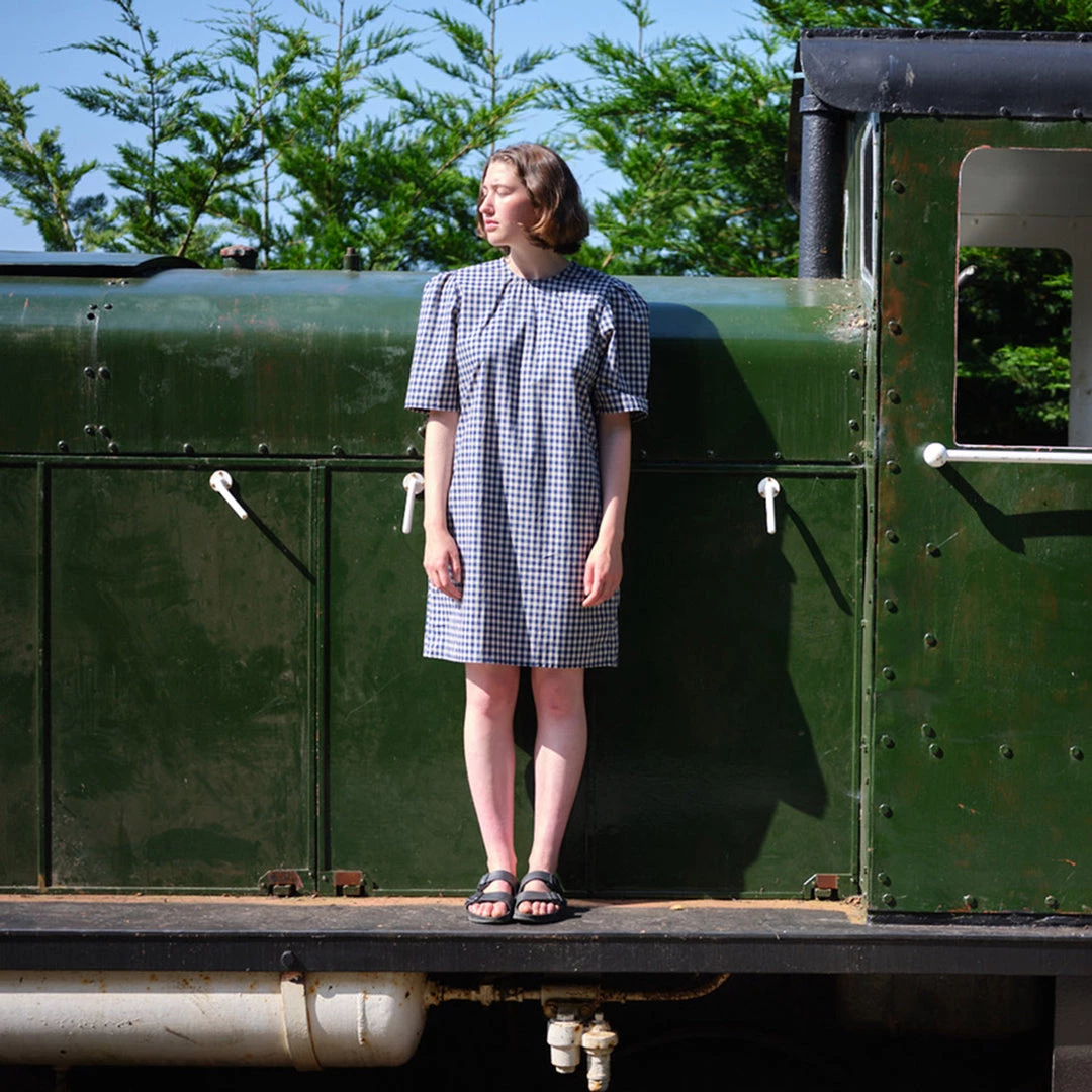 Kate Sheridan SALE Women's Cotton Gunnera Dress - Blue Gingham 3 Kate Sheridan SALE Women's Cotton Gunnera Dress - Blue Gingham