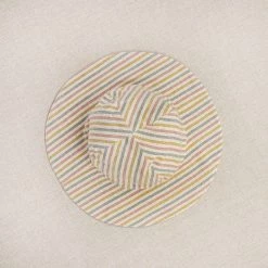Ketiketa Hand Woven Cotton Babunanu Sun Hat - Rainbow Stripe Cotton & Linen
