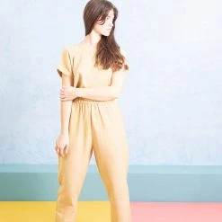 Ketiketa SALE Women's Hand Woven Cotton Adéle Jumpsuit - Mustard