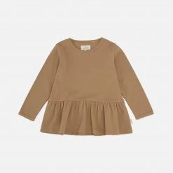 Konges Sløjd SALE Supima Cotton Ebi LS Frill Top - Tigers Eye