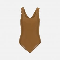 Konges Sløjd Women’s Scallop Swimsuit - Bronze Brown