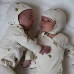 Konges Sløjd Organic Cotton Newborn Wrap Romper - Lemon Print Cotton & Linen