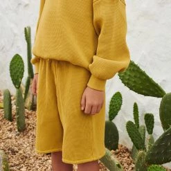 Liilu Cotton Waffle Ben Bermuda Shorts - Olivenite SALE