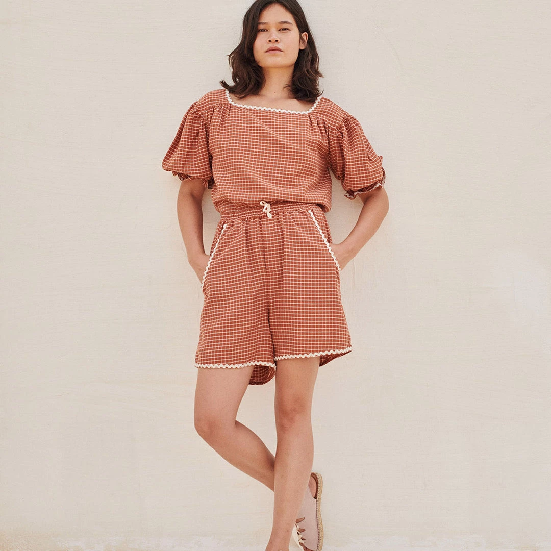 Liilu Women's Organic Cotton Lucia Shorts - Check 3 Liilu Women's Organic Cotton Lucia Shorts - Check