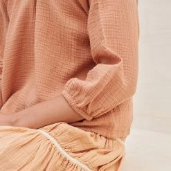 Women's Organic Cotton Muslin Liilu Blouse - Toast SALE