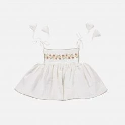 Liilu Women's Cotton Muslin Folk Top - Flamé/Milk