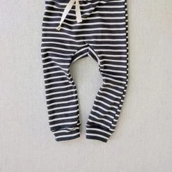 Mabo Organic Cotton Leggings - Charcoal/Natural Stripe