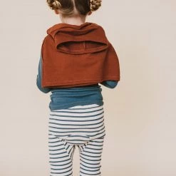 Mabo Cotton & Linen Organic Cotton Leggings - Natural/Azure Stripe