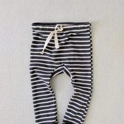 Mabo Organic Cotton Leggings - Charcoal/Natural Stripe