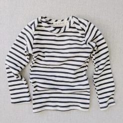 Mabo Organic Cotton LS Tee - Natural/Charcoal Stripe