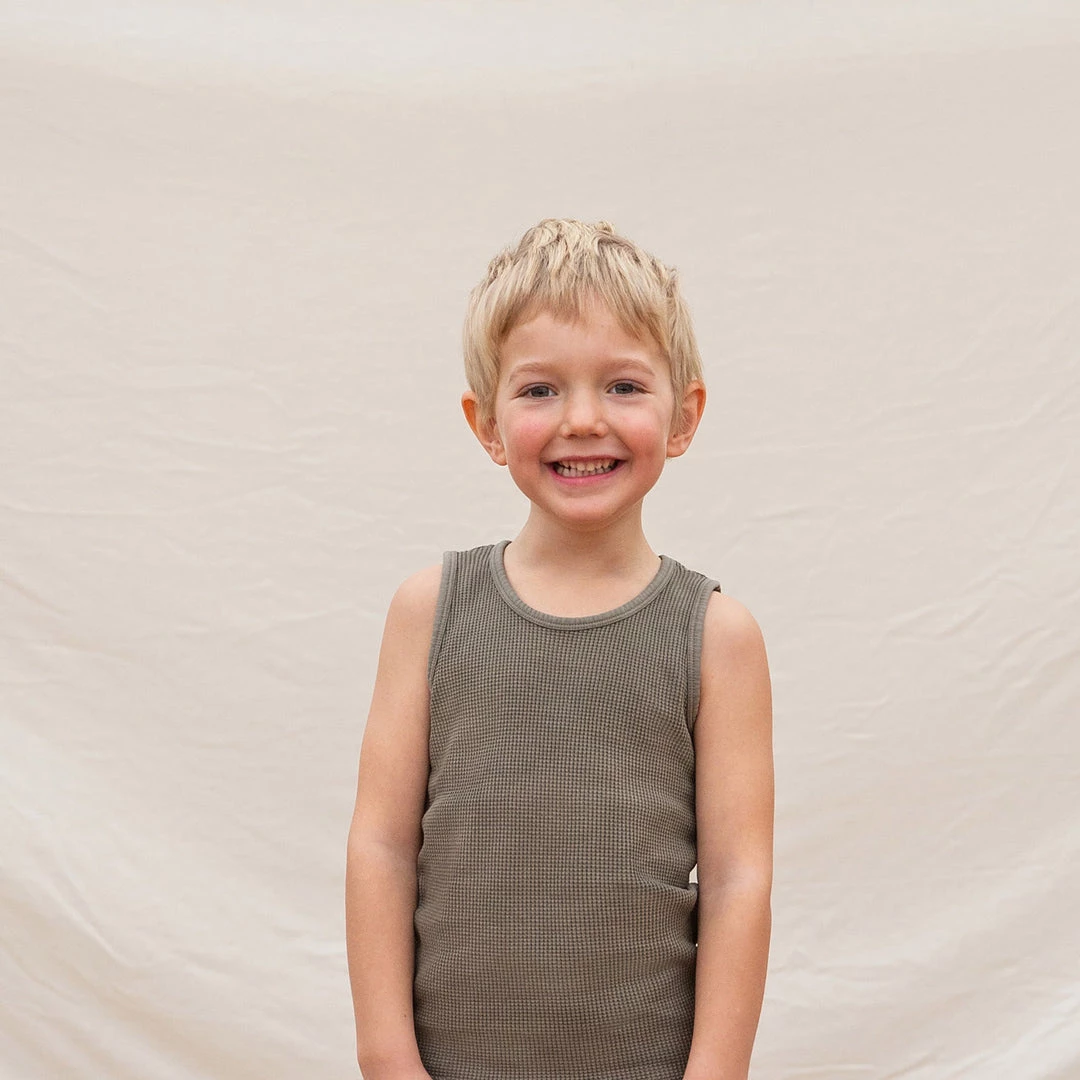 Matona Organic Cotton Waffle Tank Top - Olive 6 Matona Organic Cotton Waffle Tank Top - Olive