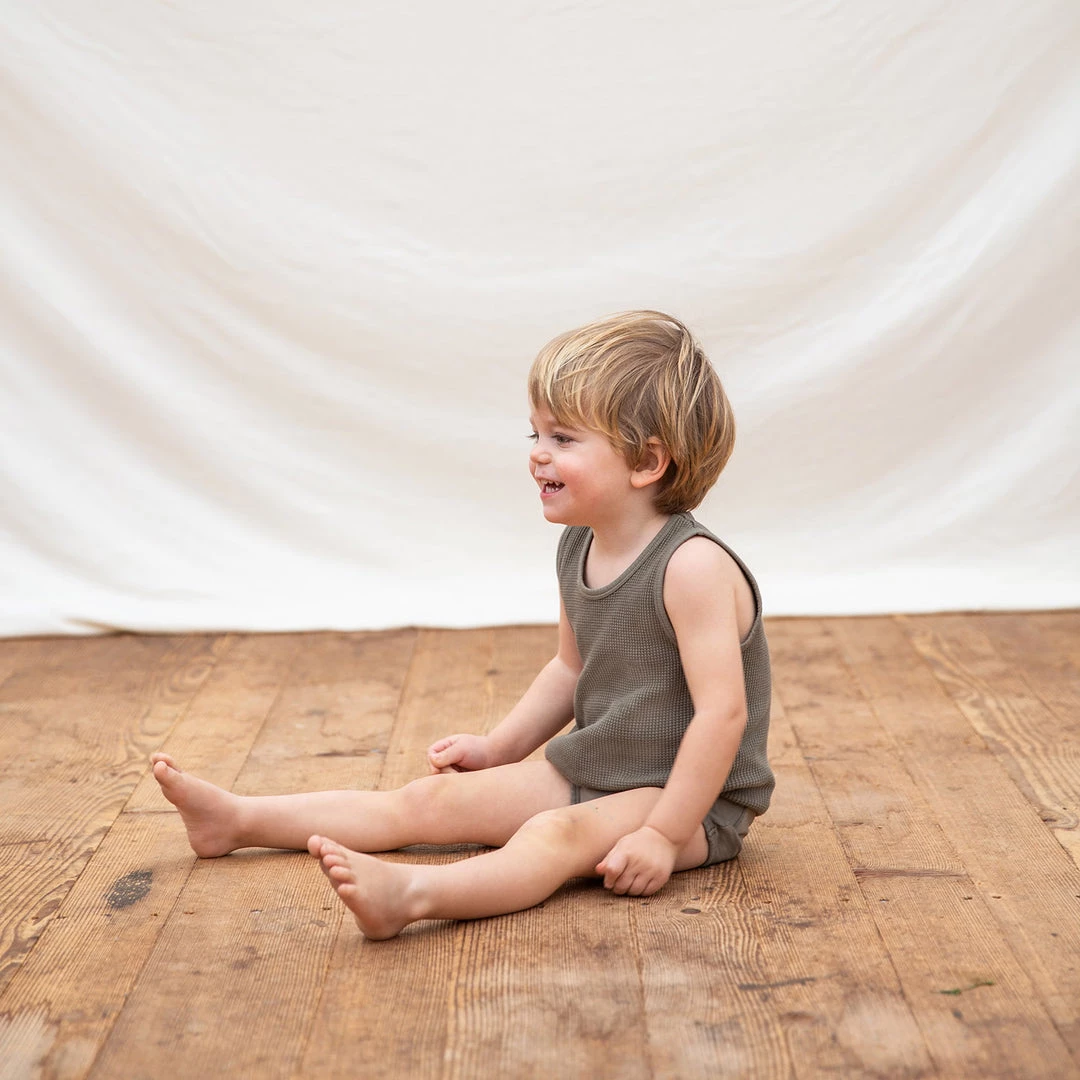 Matona Organic Cotton Waffle Tank Top - Olive 7 Matona Organic Cotton Waffle Tank Top - Olive