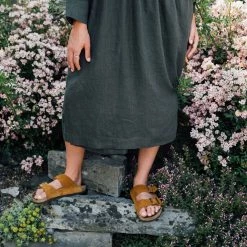 Matona Women's Linen Tilla Wrap Dress - Pine SALE 25 Matona Women's Linen Tilla Wrap Dress - Pine SALE