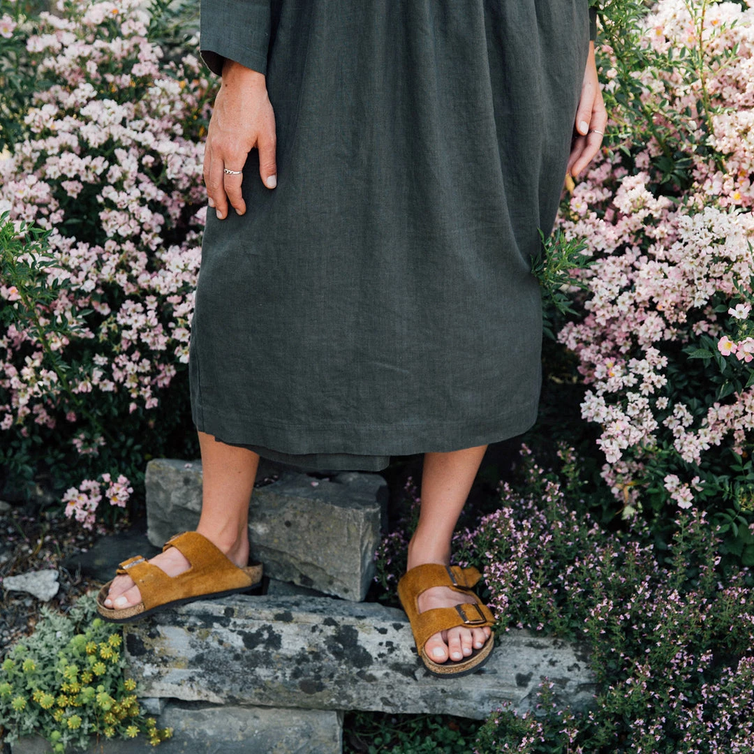 Matona Women's Linen Tilla Wrap Dress - Pine SALE 7 Matona Women's Linen Tilla Wrap Dress - Pine SALE