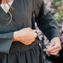 Matona Women's Linen Tilla Wrap Dress - Pine SALE 26 Matona Women's Linen Tilla Wrap Dress - Pine SALE