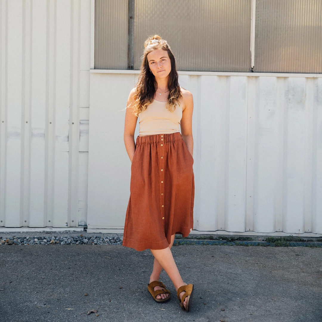 Matona Women's Linen Elsa Skirt - Sienna 10 Matona Women's Linen Elsa Skirt - Sienna