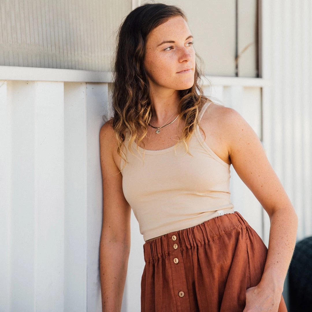 Matona Women's Linen Elsa Skirt - Sienna 12 Matona Women's Linen Elsa Skirt - Sienna