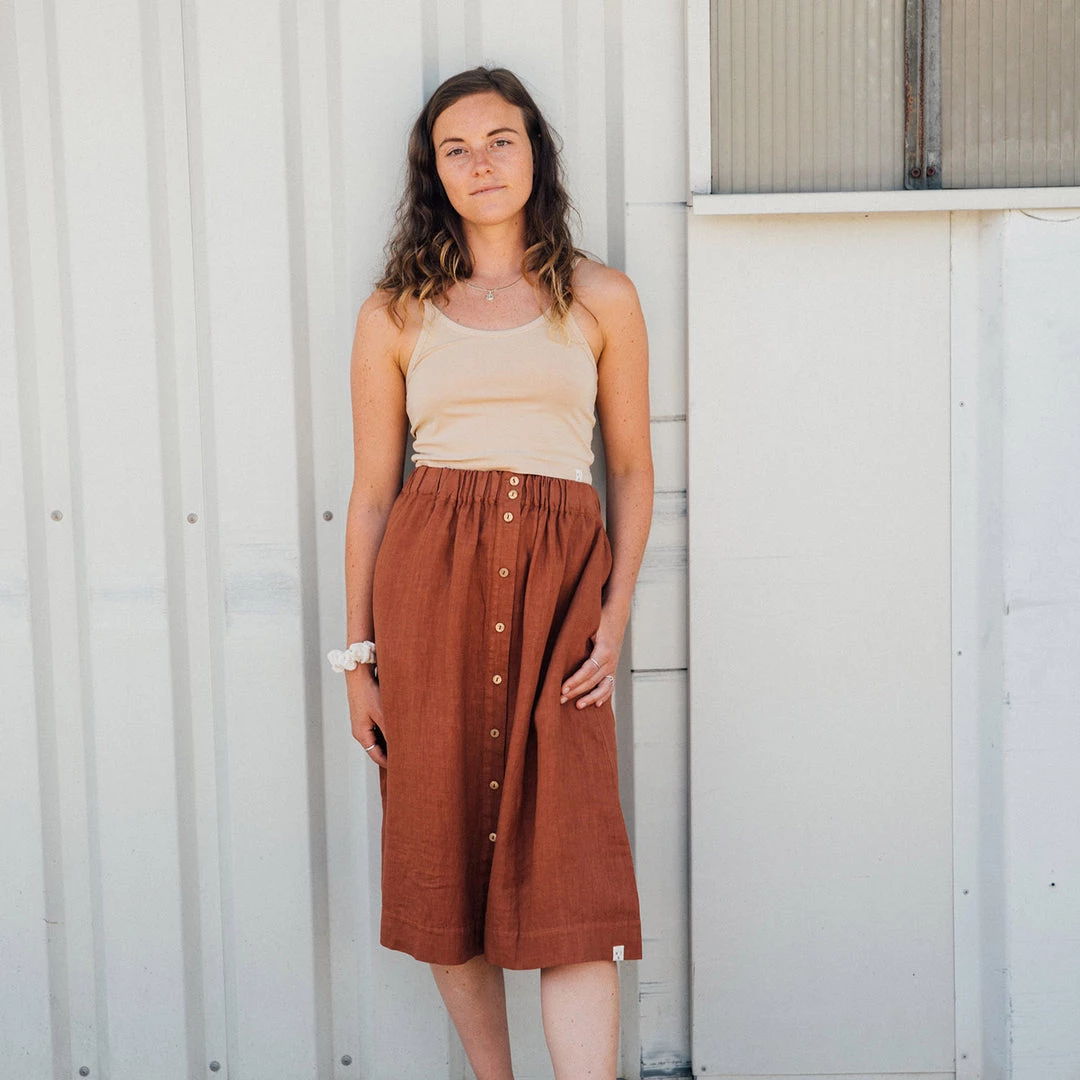 Matona Women's Linen Elsa Skirt - Sienna 8 Matona Women's Linen Elsa Skirt - Sienna
