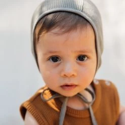 Matona Organic Cotton Waffle Bonnet - Olive