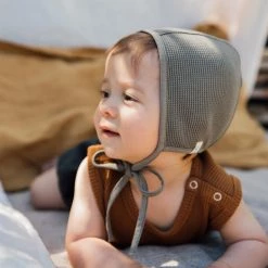 Matona Organic Cotton Waffle Bonnet - Olive