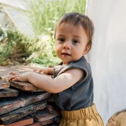 Matona Organic Cotton Waffle Leo Body - Graphite